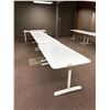 Image 1 : L2 - 4pc - (x3) Adjustable Height White Office Desks/Tables - 63x31.5" Top & (x1) White Table - 63x2