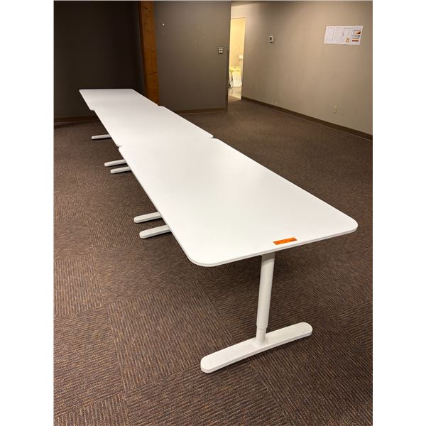 L2 - 3pc - Adjustable Height White Office Desks/Tables - 63x31.5" Top
