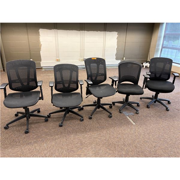 L2 - 5pc - Black Rolling Adjustable Office Chairs