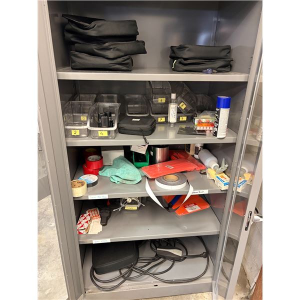 L2 - Contents of Cabinet - Tesla Charging Cable Bags, Charger Adapters, Charging Cable, Misc. Items
