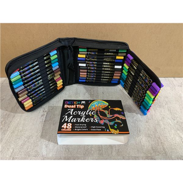 BETEM Dual Tip Acrylic Markers - 48 Colours