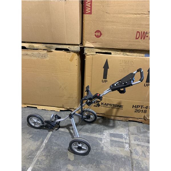 E-Z Roll - 7100 3 Wheel Golf Bag Push Cart - Gray