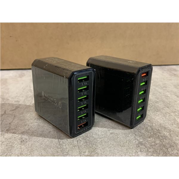 2 Pack - 33W 6 Port Charger Head With Fast Charging