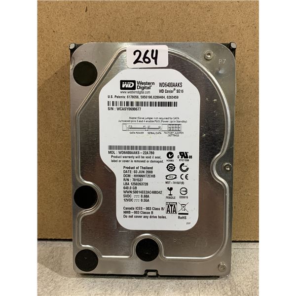 Western Digital Computer Hard Drive 640 GB - Formatted