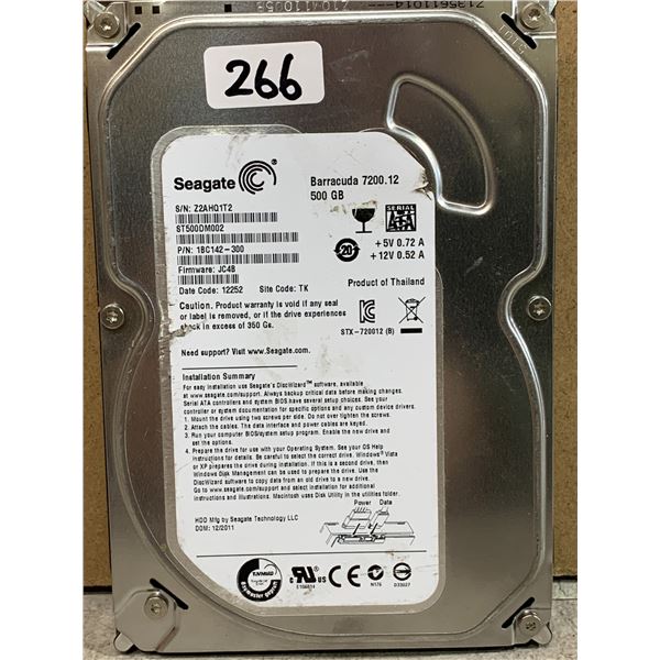 Seagate Computer Hard Drive 500 GB - Formatted