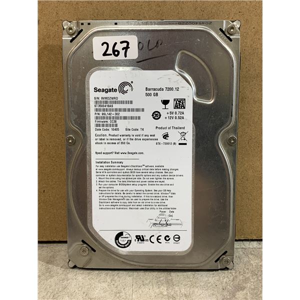 Seagate Computer Hard Drive 500 GB - Formatted