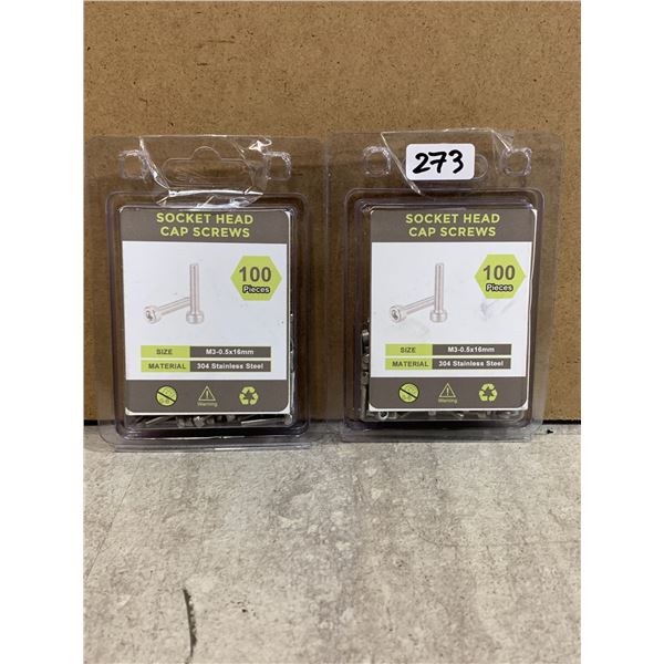 2 Pack - 100 Pieces Socket Head Cap Screws 304 Stainless Steel - Size M3-0.5x16mm