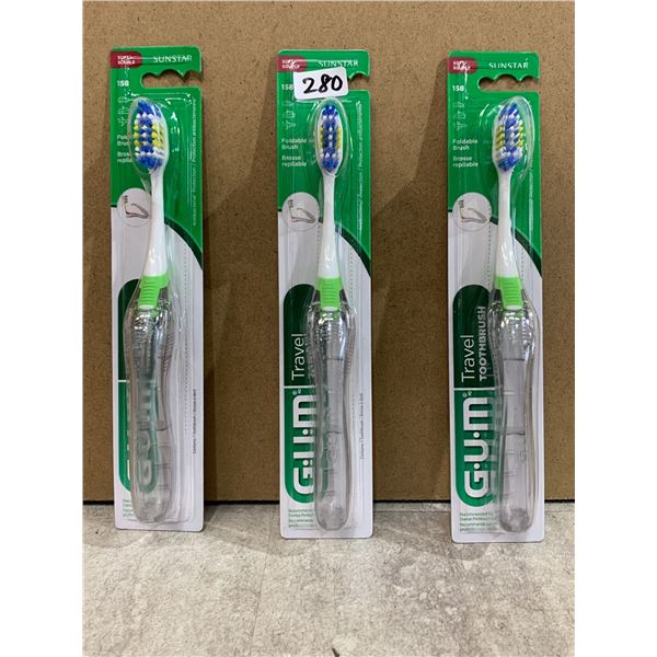 3 Pack - Gum Travel Toothbrushes - Green