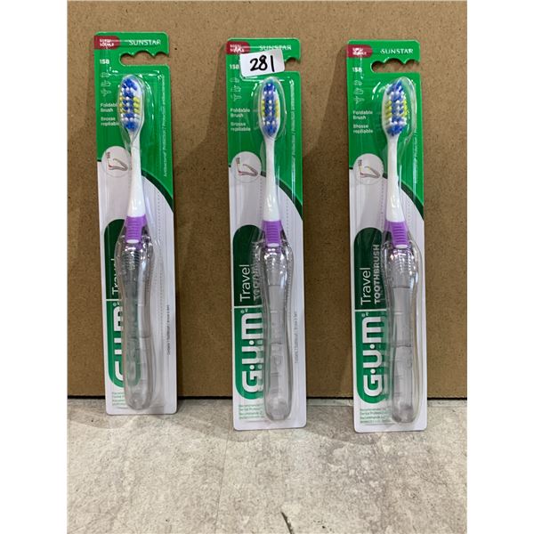 3 Pack - Gum Travel Toothbrushes - Purple