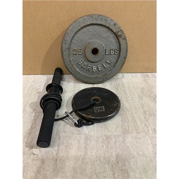 Wrist & Forearm Roller - Includes Weight Plates 1 (25 LBS) & 1 (7 1/2 LBS)