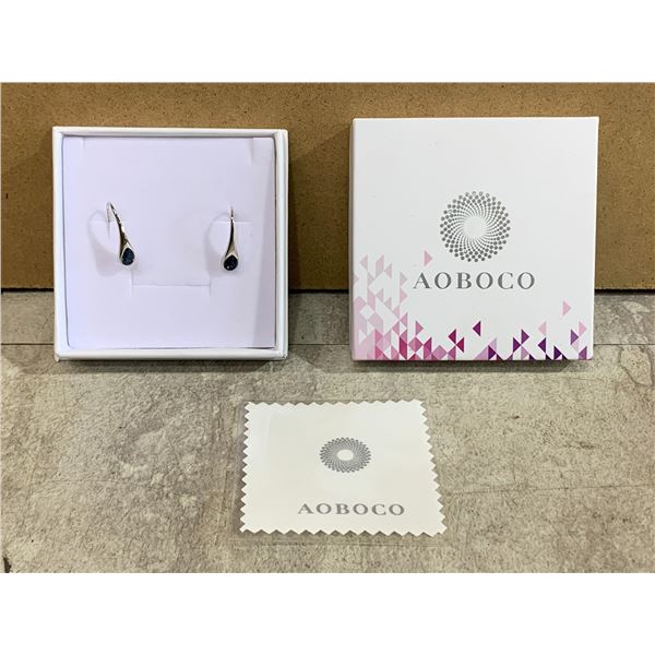 Pair of .925 Sterling Silver Ear Rings w/ Blue Stone