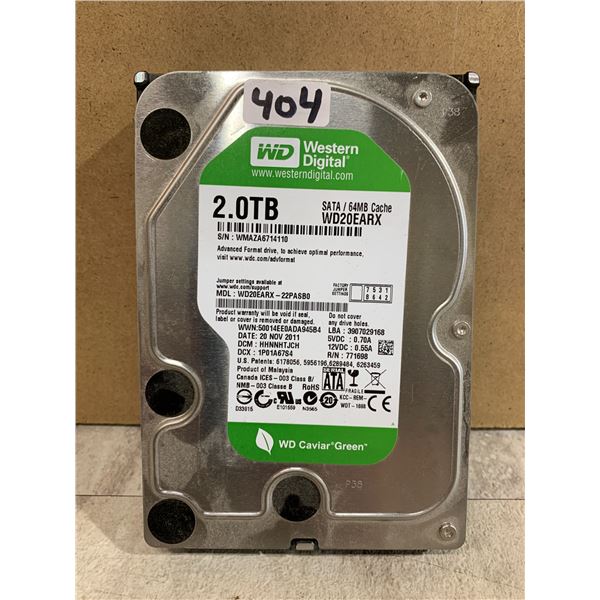 WD 2.0 TB Computer Hard Drive - Formatted