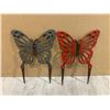 Image 1 : Lot Of 2 Cast Iron Butterfly Garden Decorations