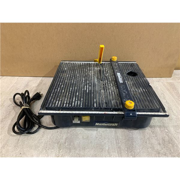 MasterCraft 4.5in Bench Top Wet Tile Saw - With A Yellow Blade Guard & A Black Cutting Table