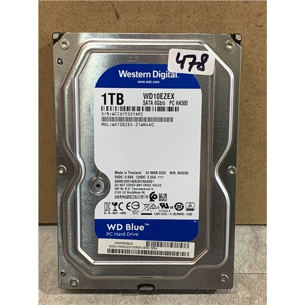 WD 1.0 TB Computer Hard Drive - Formatted