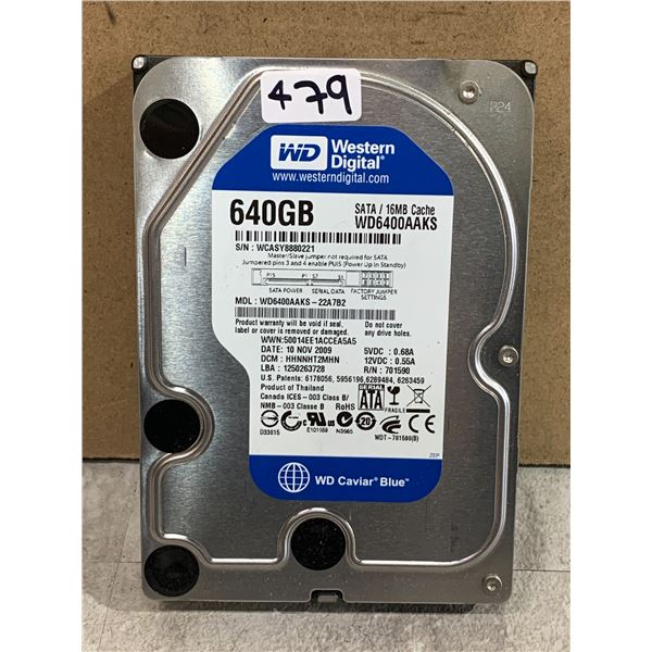 WD 640 GB Computer Hard Drive - Formatted