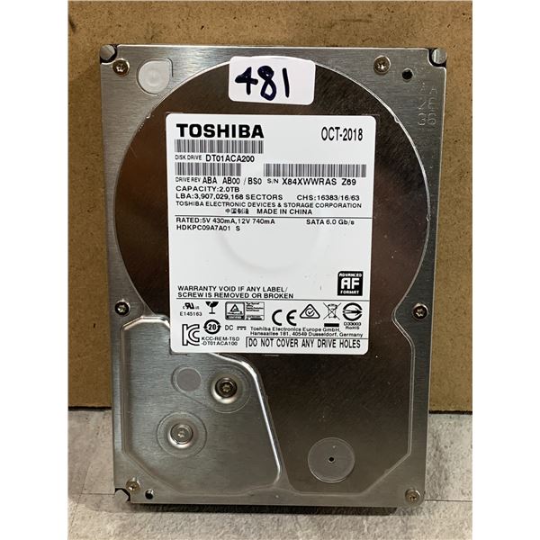 Toshiba 2.0 TB Computer Hard Drive - Formatted