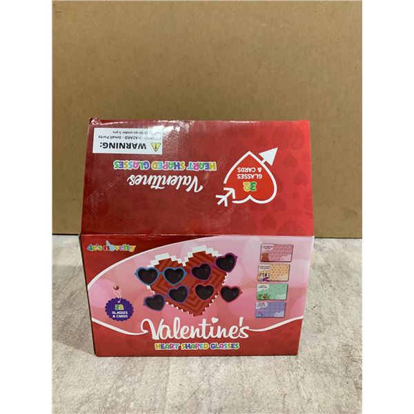 Valentine's Heart Shaped Glasses - 32 Glasses & Cards