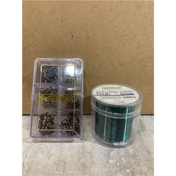 NYUYU Premium Stuff Fishing Line & Assortment Of Different Sized Fishing Hooks