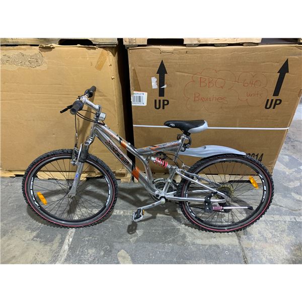 Silver DPX Dual-Suspension Mountain Bike - Orange Graphics - Rear End Shock