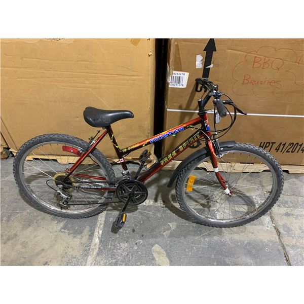 Free Spirit Frontier 18 Speed Mountain Bike - Black & Red Gradient Frame Finish