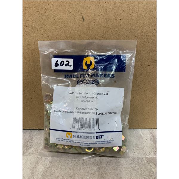 1/4-20 Finished Hex Nut Coarse Grade 8 - 100 PCS