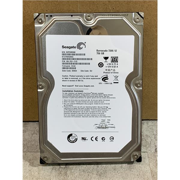 Seagate 750 GB Computer Hard Drive - Formatted
