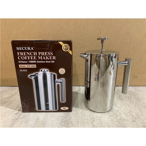 Secura French Press Coffee Maker 34-Ounc Stainless Steel 304 - Model SFP-34DS