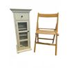 Image 1 : Wood Folding Chair and White Cabinet