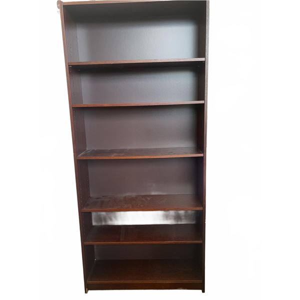 Dark Wood Tall 6-Shelf Bookcase