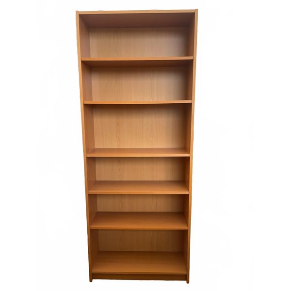 Tall Wood Veneer Bookcase with Adjustable Shelves
