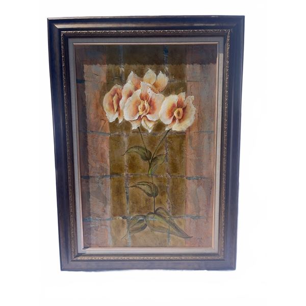 Framed Floral Oil Painting on Canvas