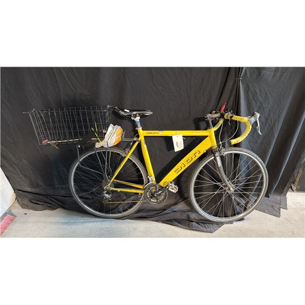 DION EASTON ULTRALITE 27 SPEED YELLOW ROAD BICYCLE WITH METAL BASKET