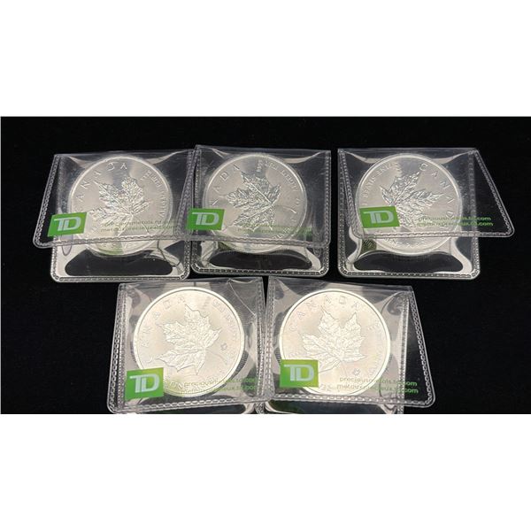 5 $5 CANADA .999 SILVER COINS