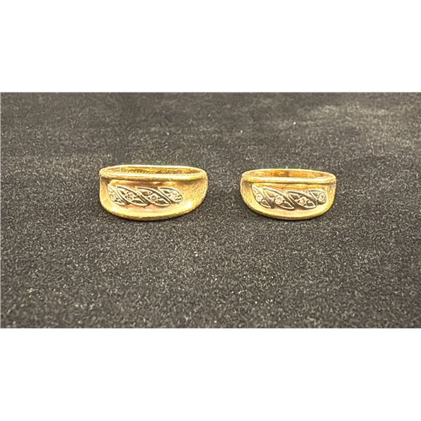 APPROX 10K+ MENS WEDDING RING SET WITH DIAMONDS & APPROX 14K LADIES WEDDING RING SET WITH DIAMONDS