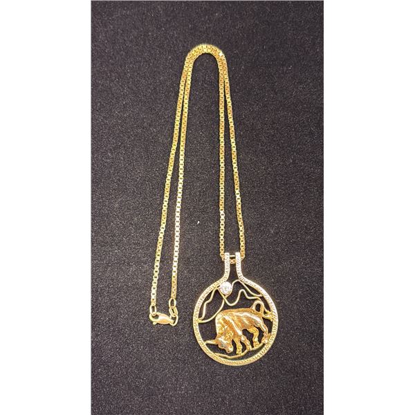 APPROX 14K CHAIN (18 ) WITH APPROX 14K PENDANT SET WITH DIAMOND (.42CT, 24G)