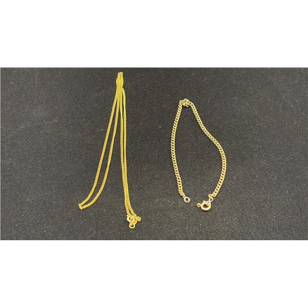 APPROX 15K BRACELET (8 ), APPROX 18K CHAIN (22 ,14.1G)