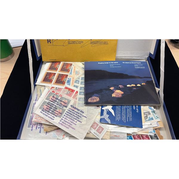 STAMP ASSORTMENT CANADA & WORLD; CIRCULATED AND UNCIRCULATED IN BOX, CANADA STAMP SETS