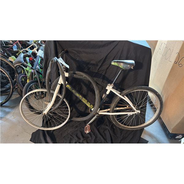 BRAND BLACK AND WHITE COMMUTE BICYCLE AND ROADRUNNERS MOUNTAIN TOUR 14 SPEED MOUNTAIN BICYCLE