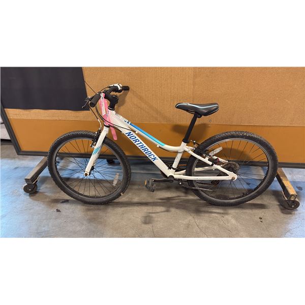WHITE NORTHROCK GS24 LIGHTWEIGHT 7-SPEED YOUTH HYBRID BICYCLE