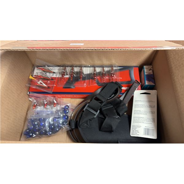 OUTDOOR GEAR; COMPASS, SHOULDER STOCK, HOLSTER, ARROWHEADS AND MARBLES