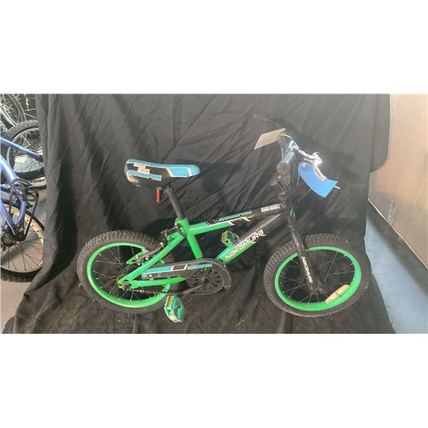 GROUP OF 2 ASSORTED KIDS BICYCLES AND A KIDS TRAINER BIKE