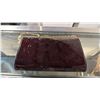Image 2 : WINE & GOLD PATENT LEATHER CLUTCH WITH CHAIN