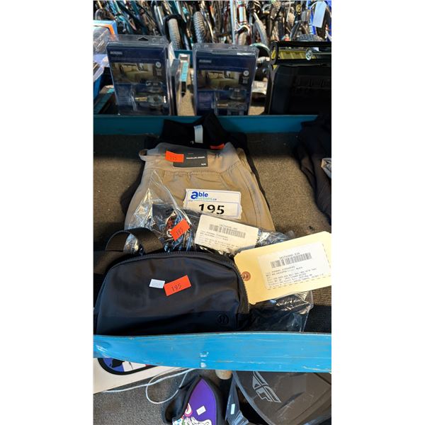 ASSORTMENT OF ATHLETIC BAG AND CASUAL TRAVEL APPAREL ITEMS MIXED SIZES