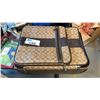 Image 1 : BROWN TWO-WHEEL ROLLING CARRY-ON CABIN SUITCASE COATED CANVAS HERITAGE STRIPE