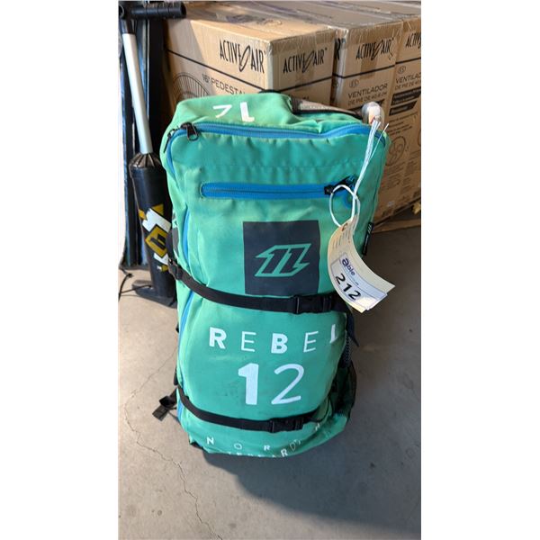 12-METER HIGH-PERFORMANCE FREERIDE KITESURFING KITE AND STORAGE BACKPACK