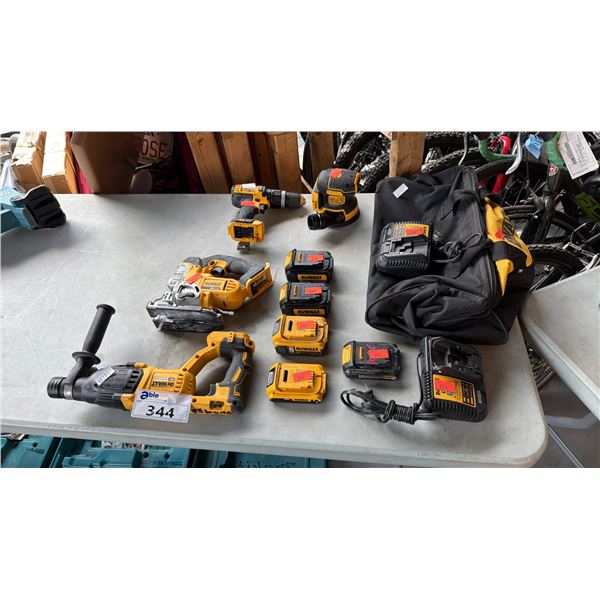 DEWALT 20V MAX SDS-PLUS ROTARY HAMMER JIGSAW 1/2  DRILL DRIVER 5  RANDOM ORBITAL SANDER GROUP LOT