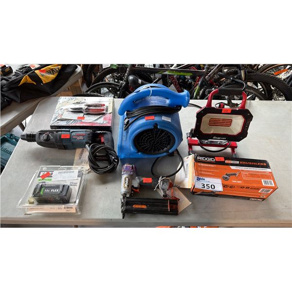 VP-25 1/4 HP AIR MOVER / SDS-PLUS ROTARY DRILL / 18V BRAD NAILER / 24V BATTERY / LAPTOP GROUP LOT