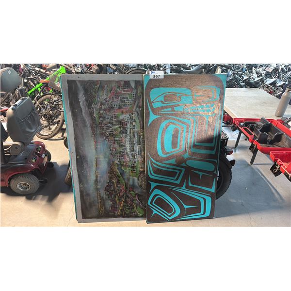 ASSORTED PAINTED CANVAS WALL ART WITH VARIOUS SIZES