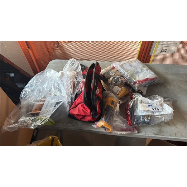 ASSORTED POWER TOOLS, HATCHETS, TOOL BAG & BITS